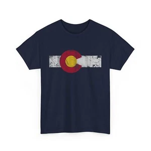 Colorado Flagge Distressed Design Unisex Tee, trendiges Baumwoll-T-Shirt, Freizeitkleidung - Bild 1 von 41