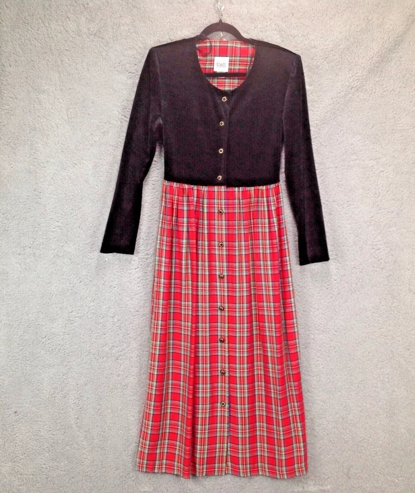 Maxi Vestido RM Richards X Karen Kwong Para Mujer 10 Rojo Negro Terciopelo Top Corbata Trasera Foto 1 de 4