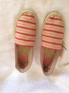 NIB TORY BURCH Slip-On Flat Espadrille Linen Fluo Pink-Masai Shoes Sandals - Picture 1 of 4