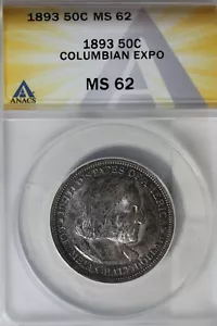 1893 .50 ANACS MS 62 COLUMBIAN EXPO Classic Silver Commemorative Coin - Picture 1 of 2