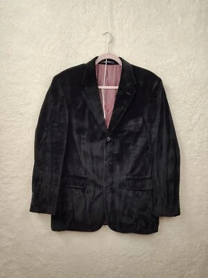 Linea Uomo Men Suit 42 Regular Black 100% Cotton Single Breasted Velvet Blazer - Image 1 of 4