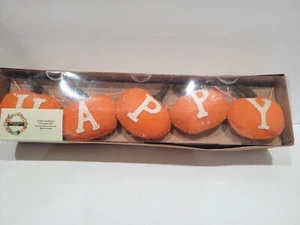 Thanksgiving HAPPY HARVEST Pumpkin Wool Garland Decor 6FT NEW - Picture 1 of 4
