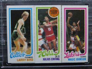 1980-81 Topps Larry Bird Magic Johnson Rookie RC Julius Erving #34 DETACHED (A)