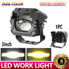 3inch Yellow/White LED Work Light Cube Pods Spot Flood Driving Fog Lamp Offroad