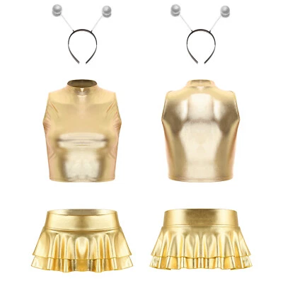 Женщин платье голографический наряды бак костюм карнавал блестящий карнавальный костюм вверх мини - Изображение 1 из 4