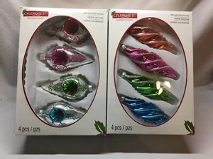 CELEBRATE IT Sparkling Creations Embellished Glass Christmas Ornaments (2) Sets - Picture 1 of 6