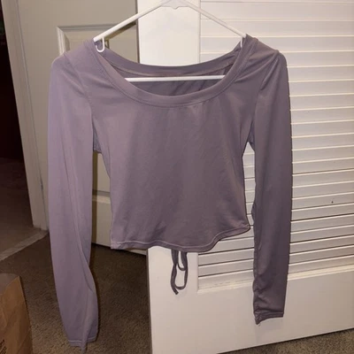 Halara light purple Cut Out Lace Up Cropped Barre Ballet Dance Sports Top - Image 1 of 3
