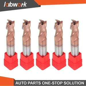 Labwork 5Pcs 1/2" 3 Flute 37° Helix Carbide End Mill For Aluminum SQUARE COATED - Picture 1 of 16