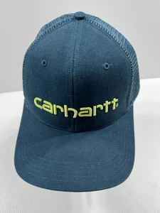 Carhartt Hat Cap Snap Back Blue Mesh Trucker Embroidered Workwear Mens Classic - Picture 1 of 4