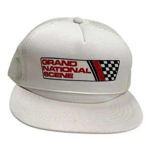Vintage Racing Apparel Grand National Scene Magazine White Snapback Hat Cap - Picture 1 of 9
