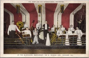 Tarjeta postal vintage de los años 30 CHICAGO Ill. RESTAURANTE BLACKHAWK club nocturno banda HAL KEMP - Imagen 1 de 2