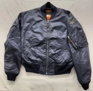 RRL Ralph Lauren Blue Satin MA-1 Flight Jacket Womens Size 2 RARE - Picture 1 of 9