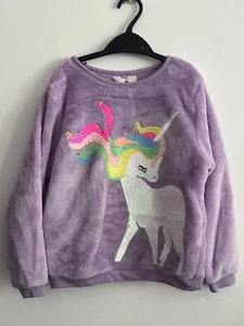 Mädchen H&M flauschiges Fleece-Top mit Wendepailletten Alter 6-8 Jahre - Bild 1 von 5