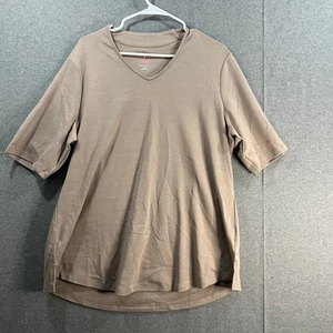 Isaac Mizrahi Live! Essentials Tunica con scollo a V manica a gomito Driftwood, X-Large - Foto 1 di 9