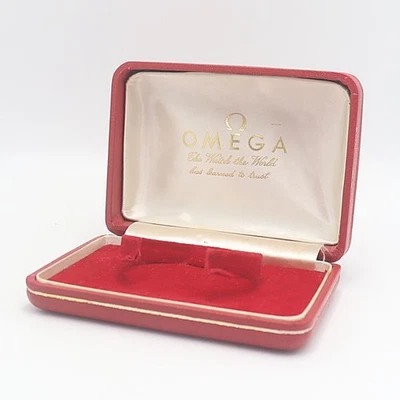 OMEGA Vintage Red Watch Rectangle Box Genuine Case Only Light Wear Unisex - Image 1 of 4