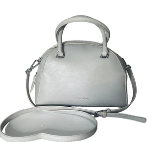 Calvin Klein Dome Satchel Crossbody Handbag- Light Gray Shoulder Crossbody Purse - Picture 1 of 4