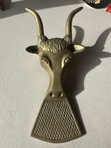 Vintage massiv Messing Stierkopf Stiefelheber Zug Schuhlöffel Lenkung Longhorn Western - Bild 1 von 10