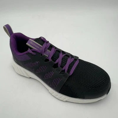 锐步 Work 女式 Fusion Flexweave Comp Toe 运动型,黑色/紫色,尺寸 9.5 W — 第 1/4 张图片