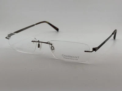 CHARMANT - CH10928 Brown 54-20-140 Titanium Rimless Rectangle Glasses Frames - Image 1 of 4