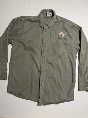 Habitat, Olive Green Button Up Shirt w/ Horse 'Colorado', Unisex Small #1062 - Image 1 of 4