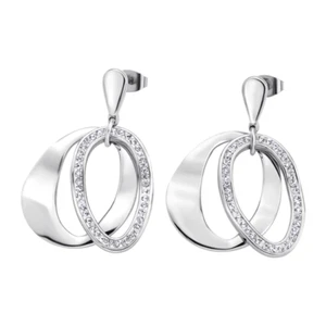 Orecchini Donna Lotus Style Pendenti Ovali in Acciaio Con Strass LS1672/4/1 - Foto 1 di 3