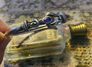 Vintage Signed Kabana Buckle Bangle Bracelet 14K Gold 925 Silver Amethyst - Picture 1 of 3