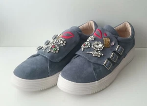 Ladies Idea Shoes Blue Suede Comfort Sneakers / Shoes - Size UK 7 / EU 41 - Picture 1 of 6