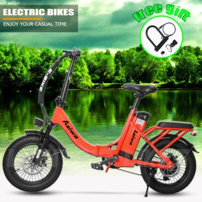 Bicicleta Eléctrica Plegable Naranja 16" 500W Neumático Graso Playa Ciudad Ebike Bicicleta Eléctrica Foto 1 de 4