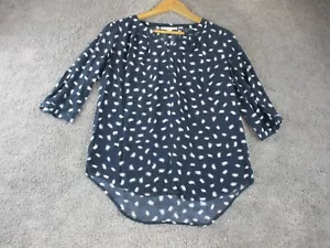 Trenery Blouse XS Long Sleeve Patterned V Neck Blue Womens Adult - Picture 1 of 9