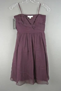 Ann Taylor dress sz 00 Eggplant SILK Strapless Baby Doll Cocktail NWT Flared Min - Picture 1 of 4