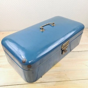 Enamel BREAD BOX DUTCH Enamelware BreadBox Large Blue Boite a pain emaillee - Bild 1 von 8