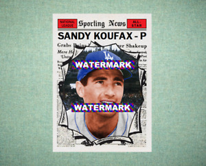 Sandy Koufax All Star Los Angeles Dodgers 1961 Style Custom Baseball Art Card