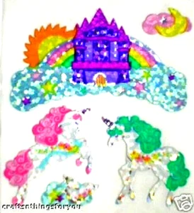Sandylion RARE Shiny UNICORN CASTLE RAINBOW Scrapbooking Stickers *VINTAGE* H31 - Picture 1 of 1