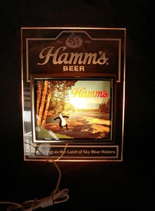 Vintage Hamms Bär Bier beleuchtete Zehenpartie Eintauchen in Wasser Werbeschild unbenutzt - Bild 1 von 3