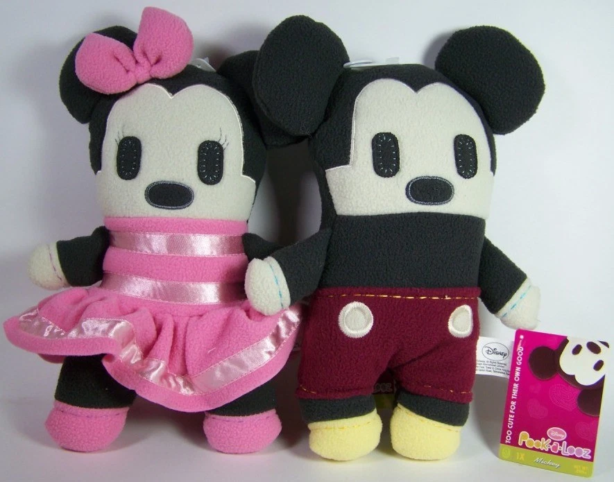 12" Disney Mickey & Minnie Mouse Pook-A-Looz Juego de Peluche Almohada Figura de Peluche Nuevo Foto 1 de 1