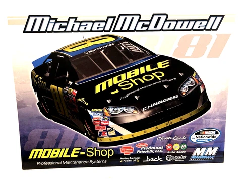 2010 MICHAEL McDOWELL MOBILE SHOP #81 DODGE CHARGER  NASCAR NATIONWIDE POSTCARD Cover