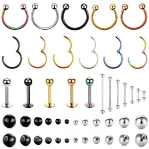 PIERCING HORSESHOE CLICKER REPLACEMENT BALL LABRET STRAIGHT BAR BANANA EAR HINGE - Picture 1 of 7