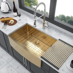 33"x21"x10" Stainless Steel Apron Front Farmhouse Sink 10 Inch Deep 16 Gauge Sin - Picture 1 of 7