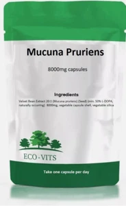 Mucuna Pruriens 8000mg Capsules – Mood, Energy & Brain Health Support - ECO-VITS - Picture 1 of 2
