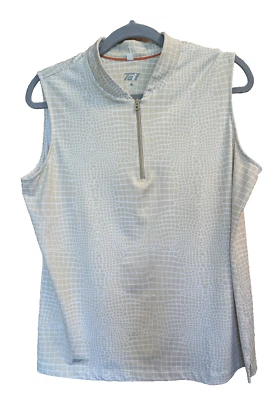 Tail Women's Sleeveless Top Animal Print ResortWear Tan White XL Golf Pickleball - Image 1 of 4
