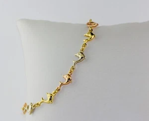 18K Three Tone Dolphin Bracelet - Picture 1 of 3