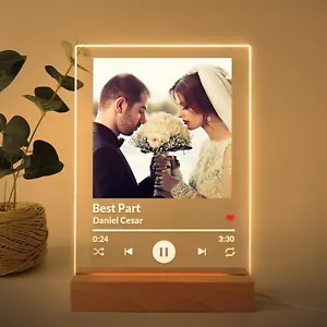 Targa musicale fotografica personalizzata, nome foto musicale luce notturna regalo di San Valentino - Foto 1 di 13