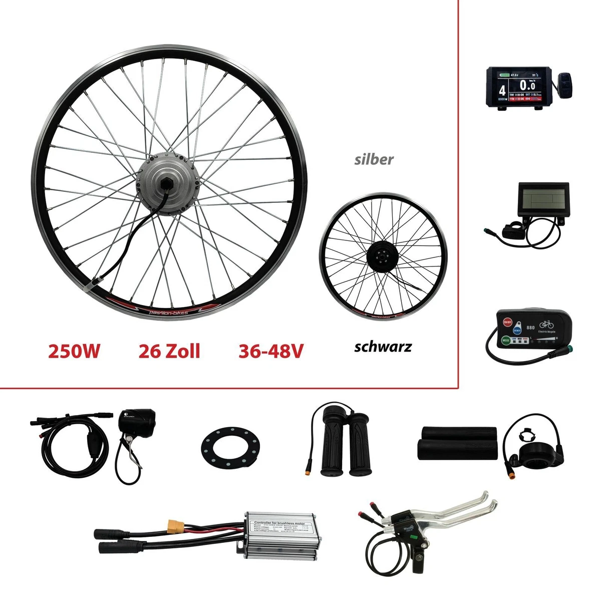 XBERSTAR E-Bike Gasgriff 48V – Mit LCD Spannungsanzeige, Key-Knock, Für Lenker 22-22,8 Mm, Twist-Gasgriff