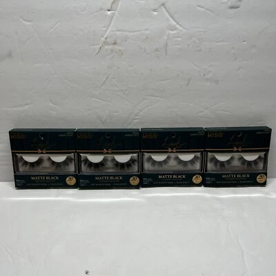 4 Sets KISS Lash Couture Eyelashes Matte Black SILK Faux Mink Lashes 3D Volume - Image 1 of 4