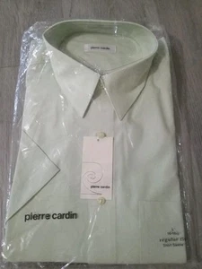 NEW Pierre Cardin Men's Short Sleeve Celery Dress Shirt Regular Fit L 16-16.5NWT - Picture 1 of 4