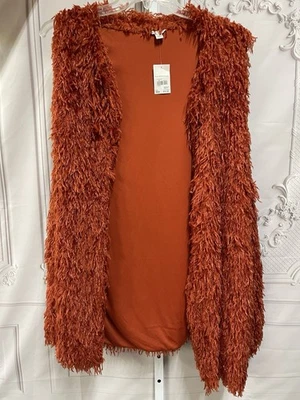 Cato ржавчины оранжевый лохматый богемный 18/20 Вт свитер жилет - Изображение 1 из 4