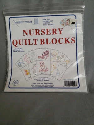 Nursery Quilt Blocks (1 pkg=12) Needle Arts Embroidery Pattern #19 Animals 9x9" - Image 1 of 2