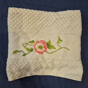 Asciugamano vintage Laura Ashley vintage cotone ricamato a nido d'ape 36 x 18" - Foto 1 di 10