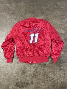 Vintage Budweiser RacingJacket Mens Large Red USA Made 80s Bill Elliot - Picture 1 of 6