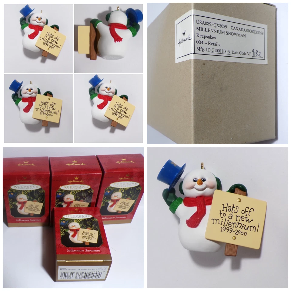 Hallmark Ornament Hats Off Millennium Snowman Vintage 1999 Christmas QX8059